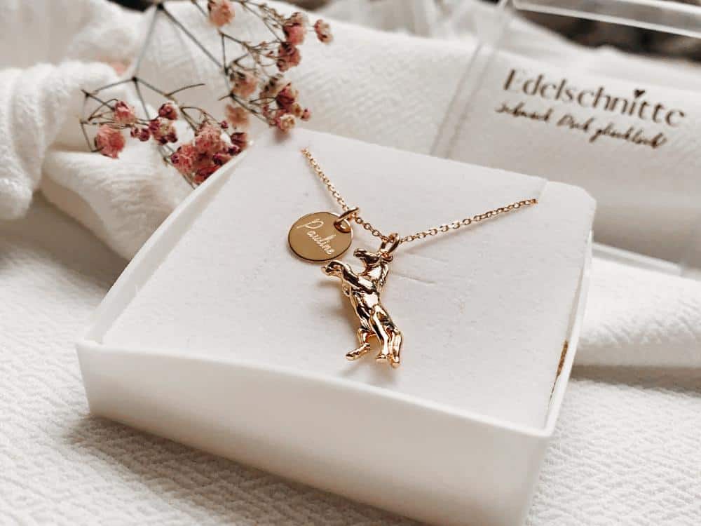 925er “Pferd” vergoldet Silber Halskette