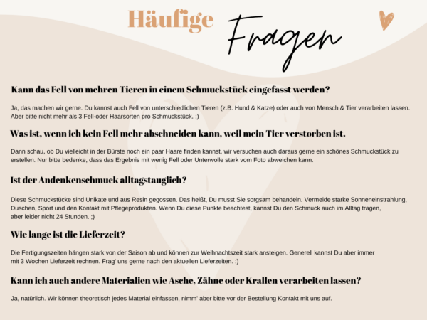 Tierhaarschmuck | Kleiner Schatz  | Halskette mit Tierfell  | Erinnerungsschmuck | Andenkenschmuck |  Tierfellschmuck  | Edelschnitte – Bild 2